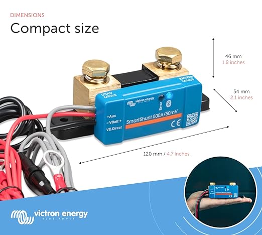 Victron Energy SmartShunt IP65 500 amp Battery Monitor (Bluetooth) size