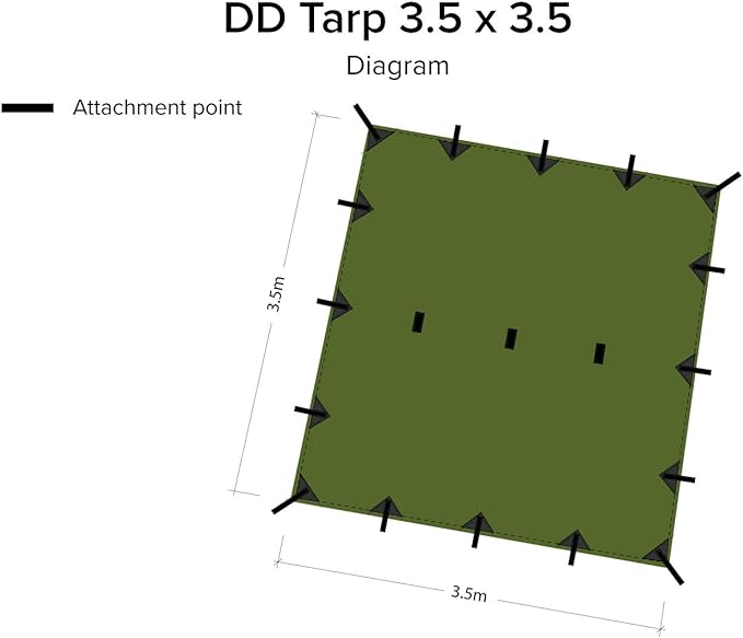 DD Hammocks Tarp 3.5 x 3.5 - Olive Green (11.5ft x 11.5ft) size