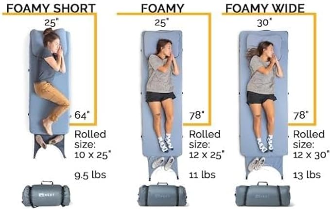 HEST Foamy - Portable Camping Mattress, Enhanced Memory Foam size