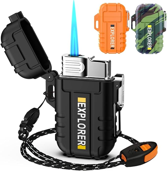 Torch Lighter, Refillable Butane Lighter with Lock, Windproof and Waterproof